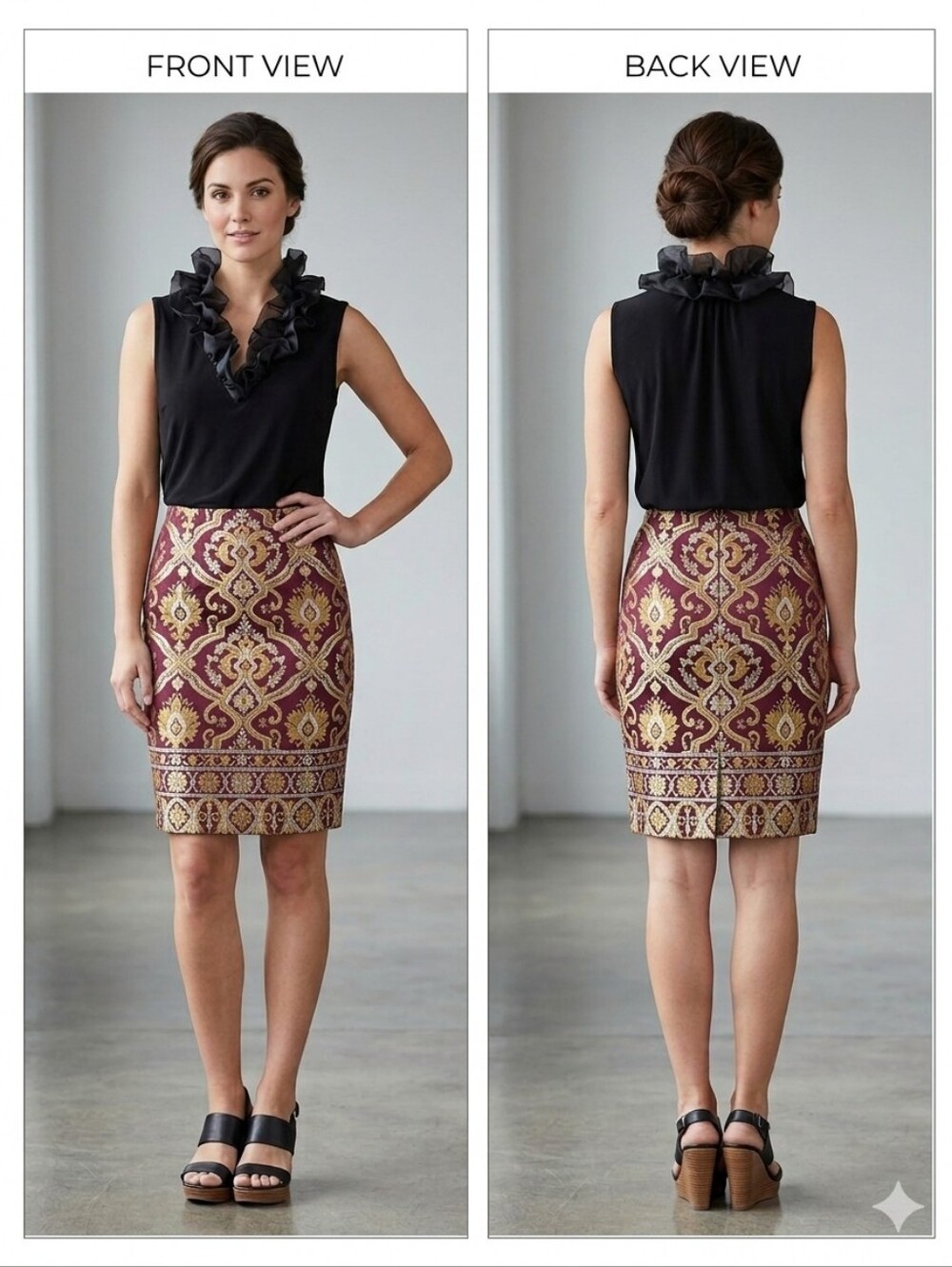 Joseph Ribkoff Black Sleeveless Ruffled V-Neck Top